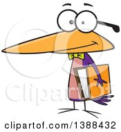 Clipart Of A Cartoon Nerdy Birdie Holding A School Book Royalty Free Vector Illustration