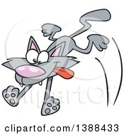 Poster, Art Print Of Cartoon Gray Cat Pouncing