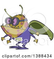 Poster, Art Print Of Cartoon Super Illness Bug Wearing A Cape