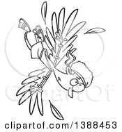 Clipart Of A Cartoon Black And White Lineart Scene Of Icarus Falling After The Wax On His Wings Melted Royalty Free Vector Illustration by toonaday