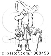 Clipart Of A Cartoon Black And White Lineart Man Louis The Great King Of France Royalty Free Vector Illustration by toonaday