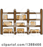Poster, Art Print Of Sketched Warehouse Shelf With Boxes