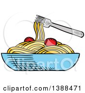 Sketched Bowl Of Spaghetti