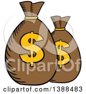 Poster, Art Print Of Sketched Money Sacks With Dollar Symbols