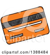 Clipart Of A Sketched Orange Credit Card Royalty Free Vector Illustration