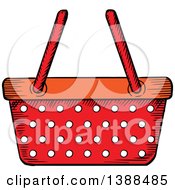 Poster, Art Print Of Sketched Red Shopping Basket