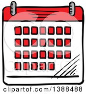 Clipart Of A Sketched Calendar Royalty Free Vector Illustration