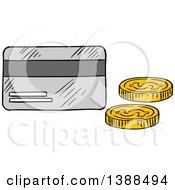 Poster, Art Print Of Sketched Credit Card And Coins