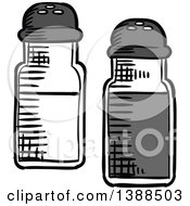 Clipart Of Sketched Salt And Pepper Shakers Royalty Free Vector Illustration