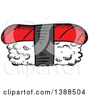 Clipart Of A Sketched Nigiri Sushi With Smoked Salmon Royalty Free Vector Illustration