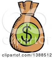 Clipart Of A Sketched Money Sack With A Dollar Symbol Royalty Free Vector Illustration by Vector Tradition SM