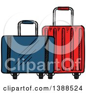 Clipart Of Sketched Suitcases Royalty Free Vector Illustration by Vector Tradition SM