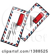 Clipart Of Sketched Envelopes Royalty Free Vector Illustration