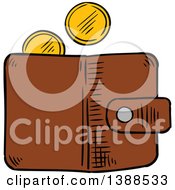 Poster, Art Print Of Sketched Wallet With Gold Coins