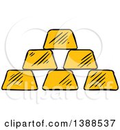 Clipart Of A Sketched Gold Bars Royalty Free Vector Illustration