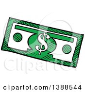 Poster, Art Print Of Sketched Cash Dollar Bill Banknote