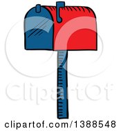 Clipart Of A Sketched Mailbox Royalty Free Vector Illustration
