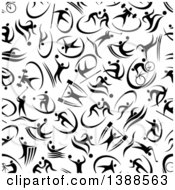 Poster, Art Print Of Seamless Background Pattern Of Black Athletes