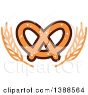 Poster, Art Print Of Bakery Design With Wheat And A Soft Pretzel