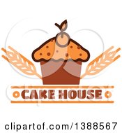 Poster, Art Print Of Bakery Design With Text Wheat And A Cupcake