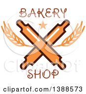 Poster, Art Print Of Bakery Design With Text Wheat And Crossed Rolling Pins