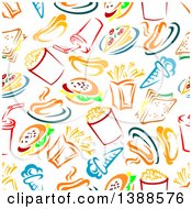 Poster, Art Print Of Seamless Background Pattern Of Fast Foods