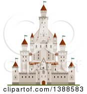 Clipart Of A Castle With Maroon Turrets Royalty Free Vector Illustration