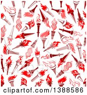 Poster, Art Print Of Seamless Background Pattern Of Red Torches