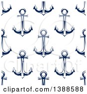 Poster, Art Print Of Seamless Background Pattern Of Navy Blue Anchors