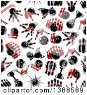 Clipart Of A Seamless Background Pattern Of Bowling Balls And Pins Royalty Free Vector Illustration