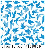 Poster, Art Print Of Seamless Background Pattern Of Blue Doves