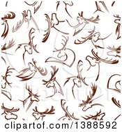 Clipart Of A Seamless Background Pattern Of Brown Buck Deer Royalty Free Vector Illustration