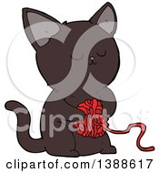 Poster, Art Print Of Cartoon Kitty Cat Playing With A Ball Of Yarn