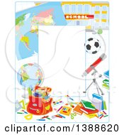 Clipart Of A Vertical Border Frame Of School Accessories Royalty Free Vector Illustration by Alex Bannykh
