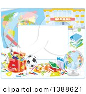Clipart Of A Horizontal Border Frame Of School Accessories Royalty Free Vector Illustration by Alex Bannykh