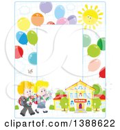 Clipart Of A Vertical Border Frame Of School Children Royalty Free Vector Illustration