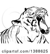 Clipart Of A Black And White Tattoo Styled Tiger Royalty Free Vector Illustration by dero