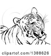 Poster, Art Print Of Black And White Tattoo Styled Tiger