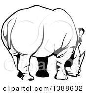 Clipart Of A Black And White Tattoo Styled Rhino Royalty Free Vector Illustration