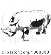 Poster, Art Print Of Black And White Tattoo Styled Rhino