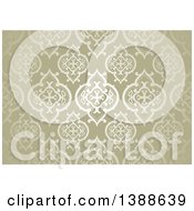 Clipart Of A Vintage Ornate Golden Pattern Background Royalty Free Vector Illustration