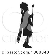 Poster, Art Print Of Black Silhouetted Leader Of A Scottish Marching Drum And Pipe Band