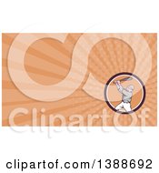 Clipart Of A Retro Cartoon White Male Baseball Player Athlete Batting And Orange Rays Background Or Business Card Design Royalty Free Illustration