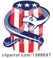 Poster, Art Print Of Retro Viper Snake Coiled Around An American Stars And Stripes Beer Keg