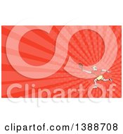 Clipart Of A Retro Cartoon White Man Playing Tennis And Red Rays Background Or Business Card Design Royalty Free Illustration by patrimonio