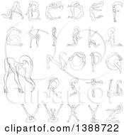 Black And White Outlined Sexy Nude Ladies Forming Alphabet Letters