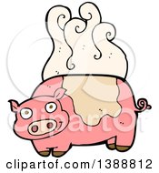 Clipart Of A Cartoon Stinky Pink Pig Royalty Free Vector Illustration