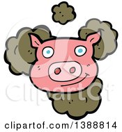 Clipart Of A Cartoon Stinky Pink Pig Royalty Free Vector Illustration by lineartestpilot