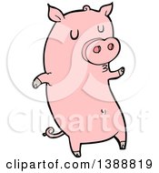 Clipart Of A Cartoon Pink Pig Royalty Free Vector Illustration