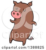 Poster, Art Print Of Cartoon Brown Pig